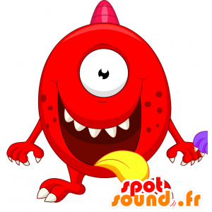 Mascotte rosso mostro, divertente e impressionante - MASFR030262 - Mascotte 2D / 3D