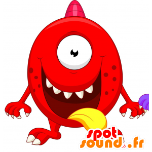 Mascotte de monstre rouge, rigolo et impressionnant - MASFR030262 - Mascottes 2D/3D