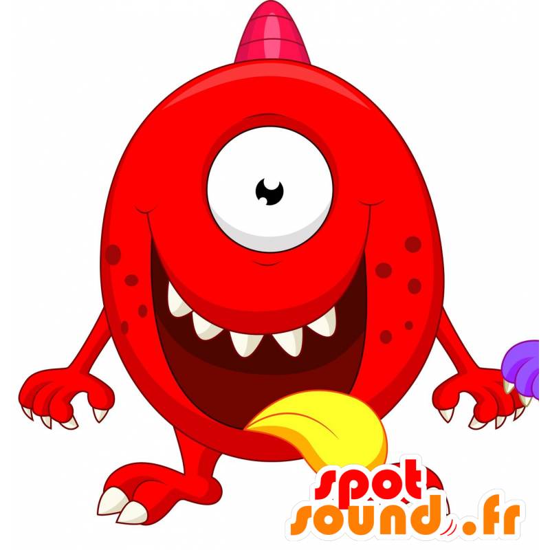 Mascotte rosso mostro, divertente e impressionante - MASFR030262 - Mascotte 2D / 3D
