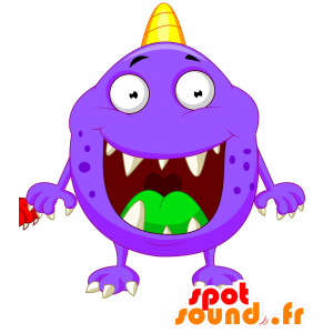 Ronda de la mascota del muñeco de nieve púrpura y jovial - MASFR030263 - Mascotte 2D / 3D