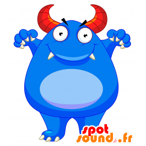 Mascotte de bonhomme, de monstre bleu, très mignon - MASFR030264 - Mascottes 2D/3D