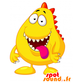 Mascotte de gros monstre jaune à l'air méchant et rigolo - MASFR030265 - Mascottes 2D/3D