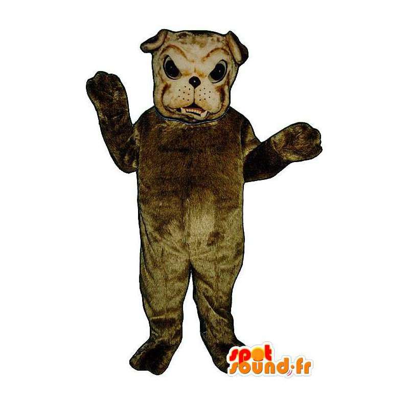 Brown bulldog mascot - MASFR007597 - Dog mascots