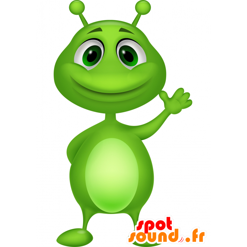 Mascotte de monstre vert, rigolo et atypique - MASFR030267 - Mascottes 2D/3D