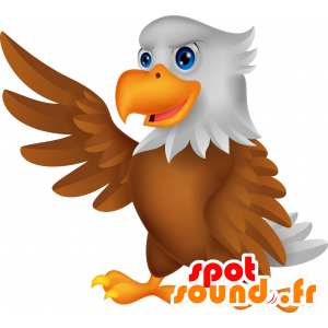 Ruskea ja valkoinen lintu maskotti, kaunis ja realistinen - MASFR030273 - Mascottes 2D/3D