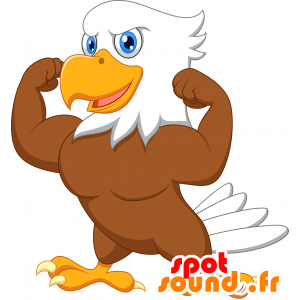 Mascotte d'oiseau marron et blanc, très beau et réaliste - MASFR030276 - Mascottes 2D/3D