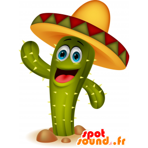 Cactus verde gigante con una mascota sombrero - MASFR030277 - Mascotte 2D / 3D