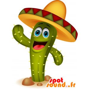 Gigantiske grønne kaktus med en sombrero Mascot - MASFR030277 - 2D / 3D Mascots