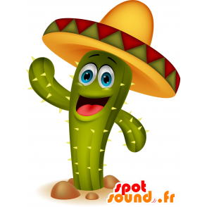Cactus verde gigante con una mascota sombrero - MASFR030277 - Mascotte 2D / 3D