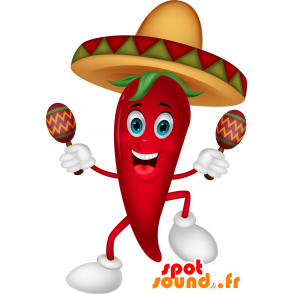 Mascot Riesen-Chili-Pfeffer. Mexican Gewürz Maskottchen - MASFR030278 - 2D / 3D Maskottchen