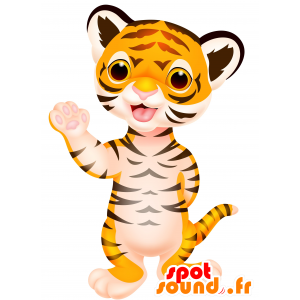 Naranja mascota del tigre, blanco y negro. tigre de bebé - MASFR030279 - Mascotte 2D / 3D