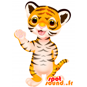 Orange tiger mascot, white and black. baby tiger - MASFR030279 - 2D / 3D mascots