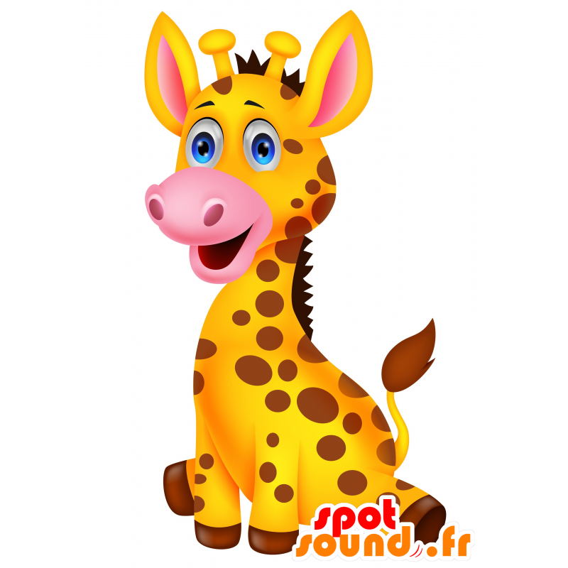 Mascot girafa amarelo e marrom, muito realista - MASFR030280 - 2D / 3D mascotes