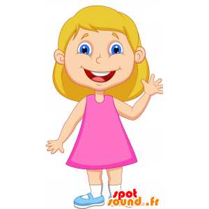 Chica rubia con un vestido rosa de la mascota - MASFR030283 - Mascotte 2D / 3D