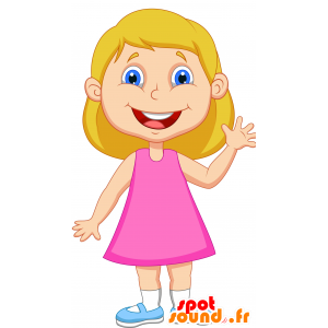 Blond meisje met een roze jurk Mascot - MASFR030283 - 2D / 3D Mascottes