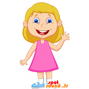 Chica rubia con un vestido rosa de la mascota - MASFR030283 - Mascotte 2D / 3D