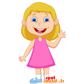 Blond jente med en rosa kjole Mascot - MASFR030283 - 2D / 3D Mascots