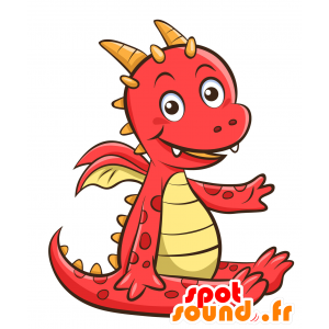 Mascot roten Drachen, Riesen und lustig - MASFR030285 - 2D / 3D Maskottchen