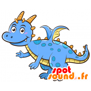 Dragón azul mascota, gigante e impresionante - MASFR030286 - Mascotte 2D / 3D