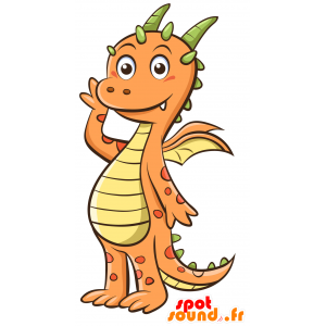Naranja y la mascota dragón amarillo, gigante e impresionante - MASFR030288 - Mascotte 2D / 3D