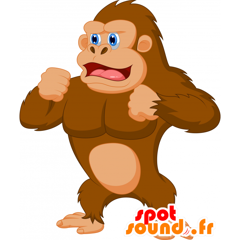 La mascota del gorila marrón y beige, gigante - MASFR030293 - Mascotte 2D / 3D