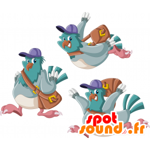 Blå fuglemaskot, meget sød og realistisk - Spotsound maskot