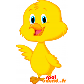 Mascot Vogel, Kanarienvogel gelb mit blauen Augen - MASFR030297 - 2D / 3D Maskottchen
