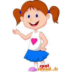 Mascotte de jeune femme, d'adolescente colorée - MASFR030298 - Mascottes 2D/3D