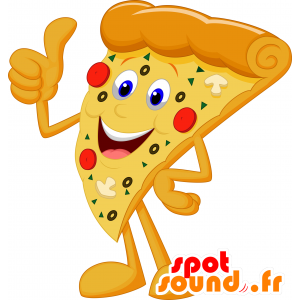 Mascot riesigen Pizza. Mascot Stück Pizza - MASFR030299 - 2D / 3D Maskottchen