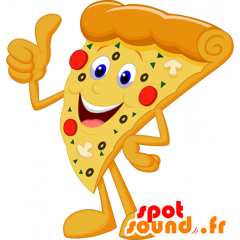 Kæmpe pizza maskot. Pizza skive maskot - Spotsound maskot
