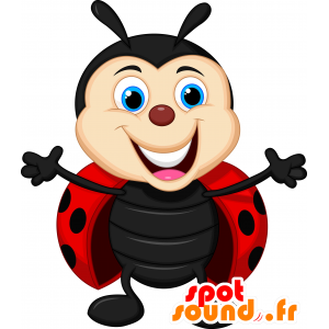 Mascotte de coccinelle, charmante et souriante - MASFR030301 - Mascottes 2D/3D