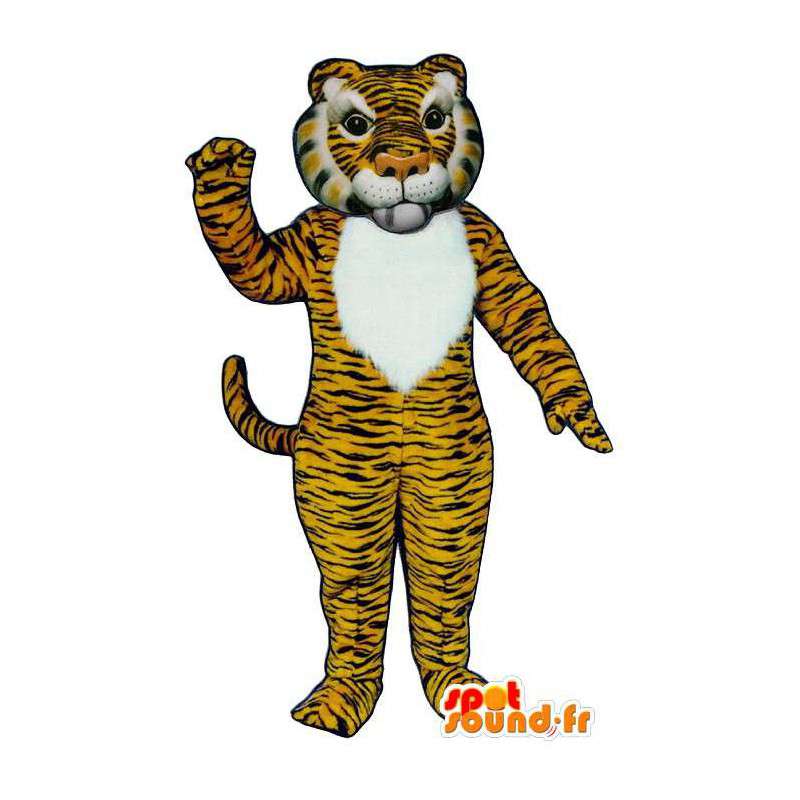 Žlutý a bílý tygr maskot, tygr - MASFR007606 - Tiger Maskoti