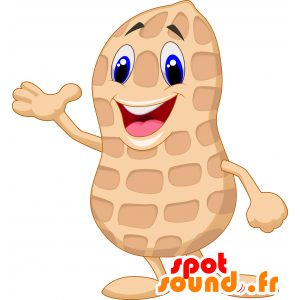 La mascota gigante de maní beige y sonriendo - MASFR030318 - Mascotte 2D / 3D