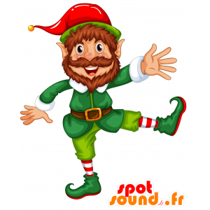 Mascot folletto barbuto vestito di verde e rosso - MASFR030324 - Mascotte 2D / 3D
