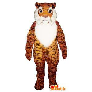 Orange tiger maskot, svart og hvitt - MASFR007609 - Tiger Maskoter