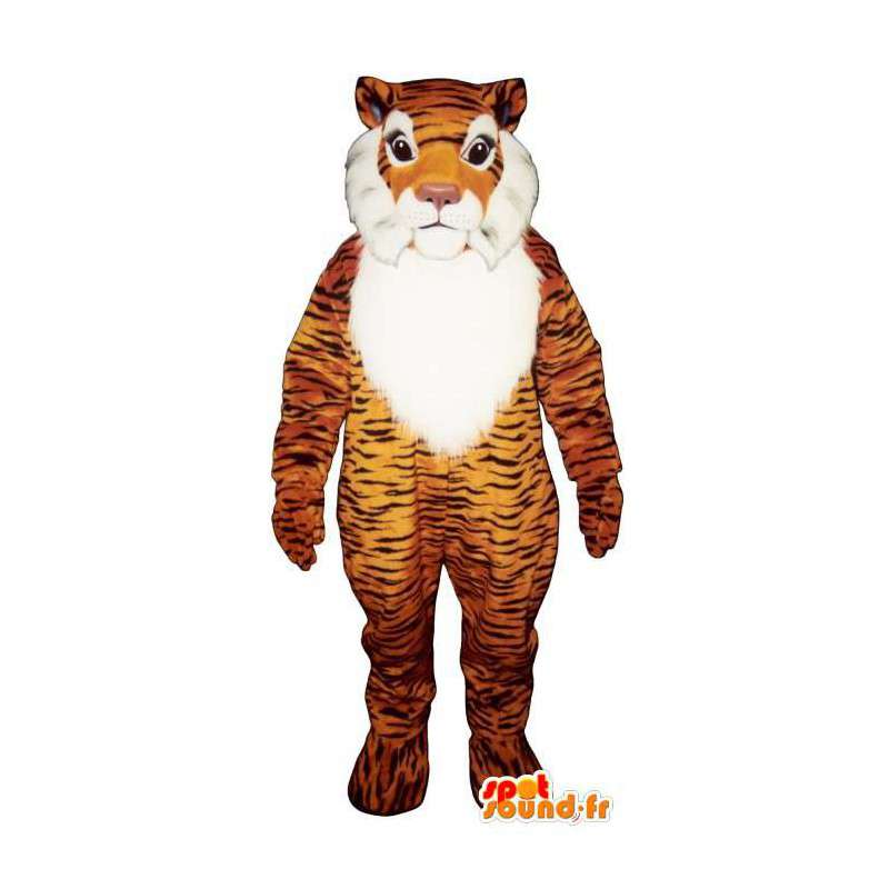 オレンジ色の虎のマスコット、黒と白-MASFR007609-虎のマスコット