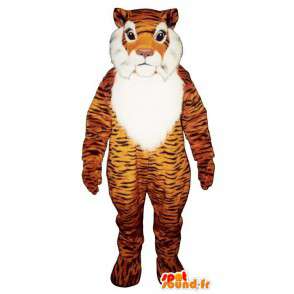オレンジ色の虎のマスコット、黒と白-MASFR007609-虎のマスコット