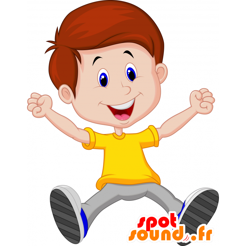 Mascotte de garçon jovial avec une tenue jaune - MASFR030328 - Mascottes 2D/3D