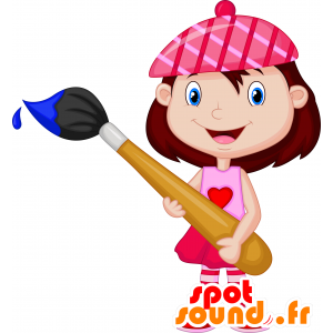 Mascot meisje met een penseel - MASFR030330 - 2D / 3D Mascottes