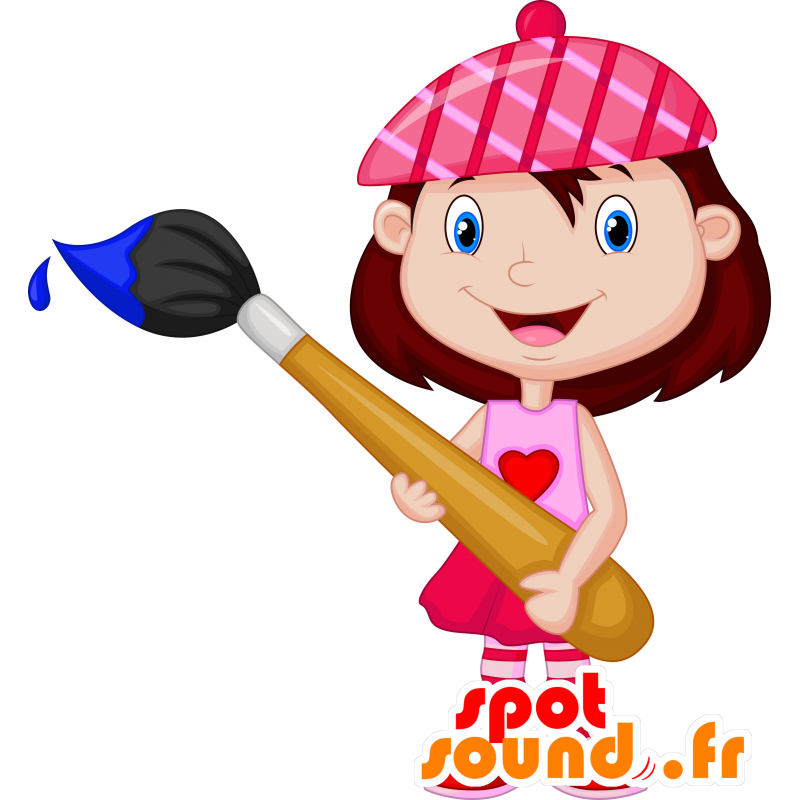 Mascota de la muchacha con un cepillo - MASFR030330 - Mascotte 2D / 3D