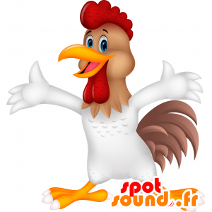 Hvit hane maskot med en rød kam - MASFR030332 - 2D / 3D Mascots
