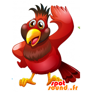 Rød og gul tropisk fuglemaskot - Spotsound maskot kostume