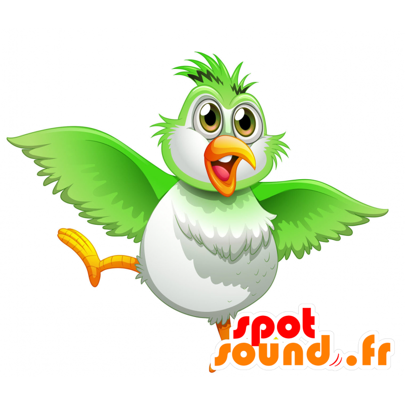 Grøn og hvid tropisk fuglemaskot - Spotsound maskot kostume