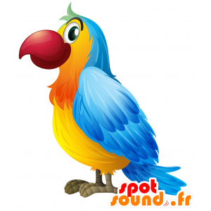 Rød, blå og gul tropisk fuglemaskot - Spotsound maskot kostume