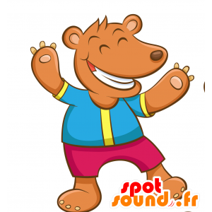 Marrón mascota del oso, peludo y muy exitoso - MASFR030337 - Mascotte 2D / 3D