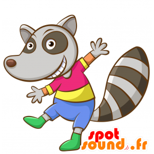 Mascot tricolor raccoon, cute, hairy - MASFR030338 - 2D / 3D mascots