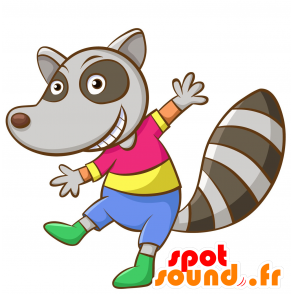 Mascotte tricolore procione, carino, peloso - MASFR030338 - Mascotte 2D / 3D