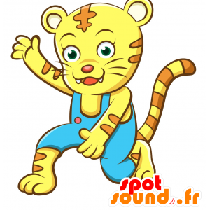 Oranje en geel tijger mascotte, bont en plezier - MASFR030341 - 2D / 3D Mascottes