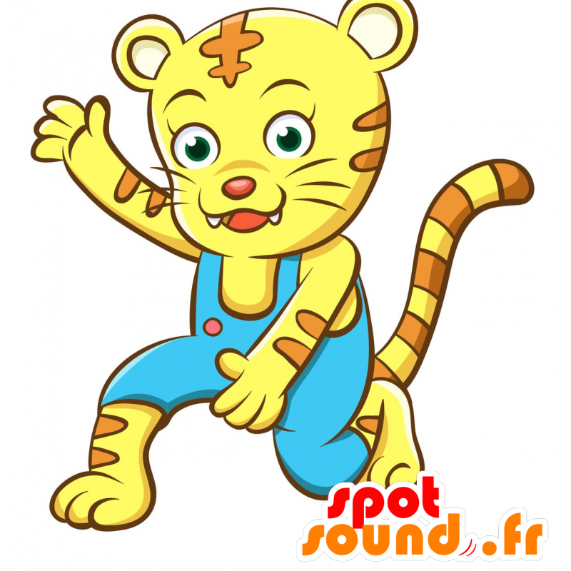 Arancio e giallo tigre mascotte, peloso e divertimento - MASFR030341 - Mascotte 2D / 3D