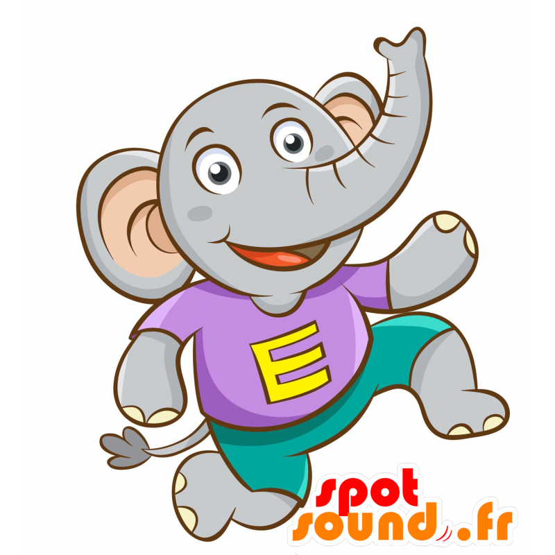 Mascot gray and pink elephant - MASFR030342 - 2D / 3D mascots
